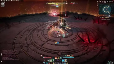 Aion2 Cheats gameplay: player fighting Zikel's Apparition amid orange embers in the Nightmare arena